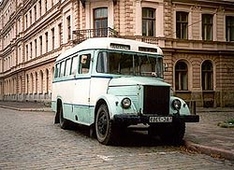 The old bus on the streets of Riga