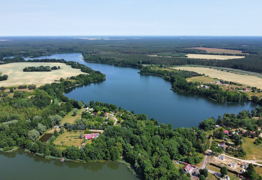 Jezioro Długie in Międzyrzecz County, aerial view