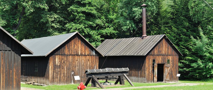 The boiler house and the treadmill in Museum of Oil and Gas Industry in Bóbrka