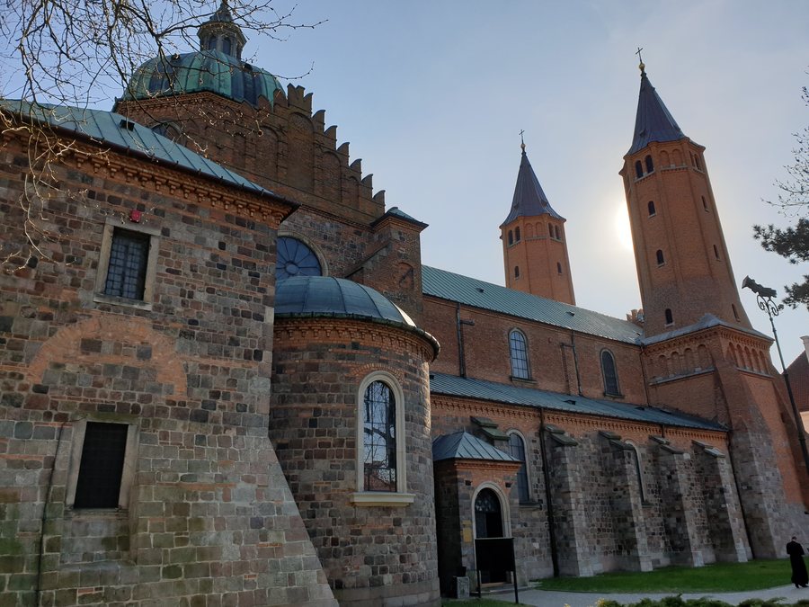 Exterior of the Płock Cathedral, Poland, April 2019