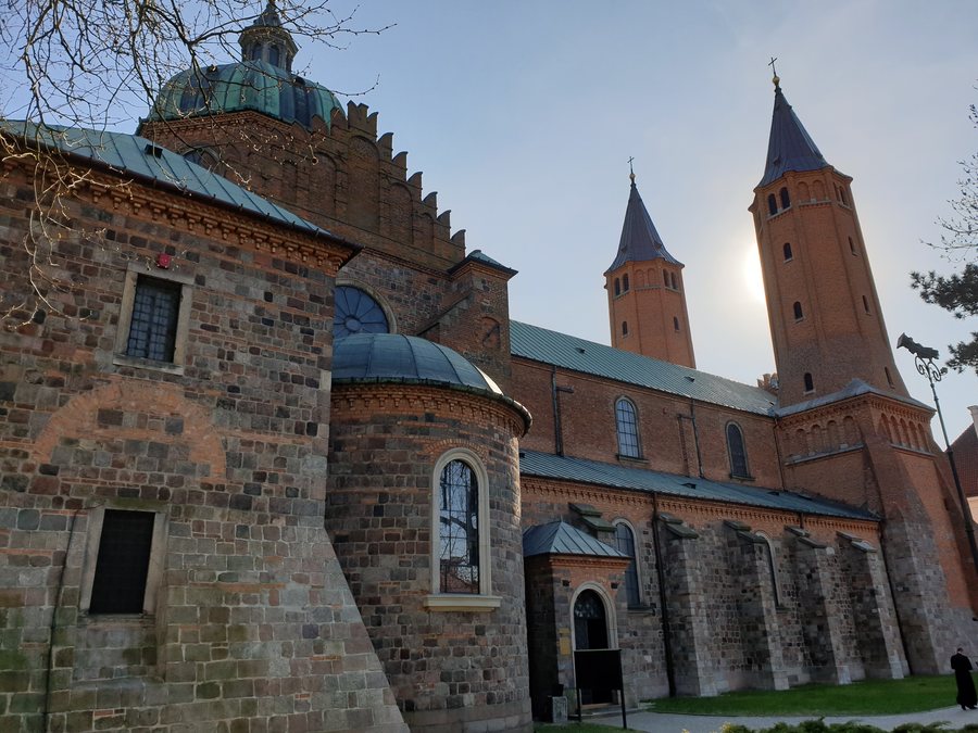 Exterior of the Płock Cathedral, Poland, April 2019