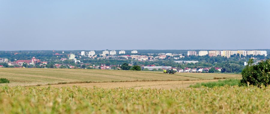 View of Ostrowiec Świętokrzyski from the fields in Bodzechów