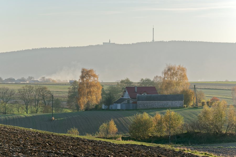Łysa Góra in the Świętokrzyskie Mountains, view from Ambrożów village