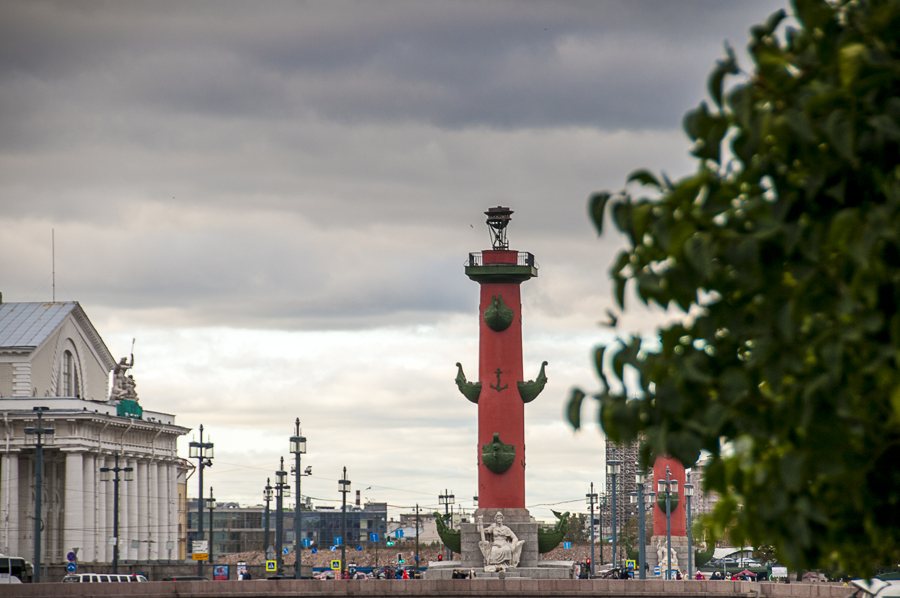 Rostral Columns on the waterfront in Saint Petersburg