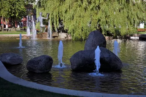 Green space with water and trees in Minsk